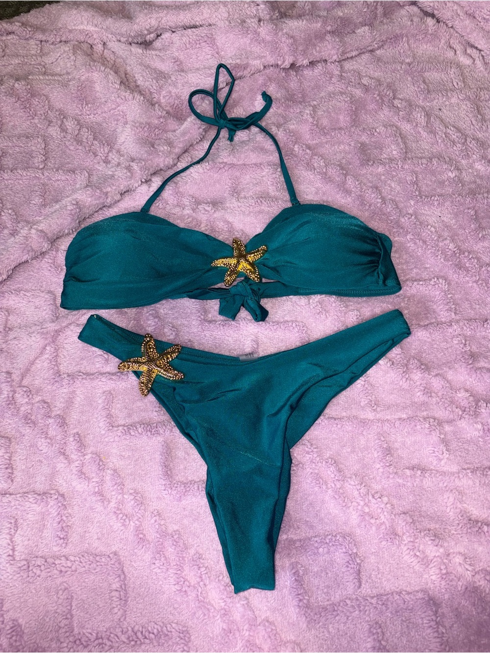 NWOT Teal Starfish Accent Bandeau Bikini Set - Women Swim